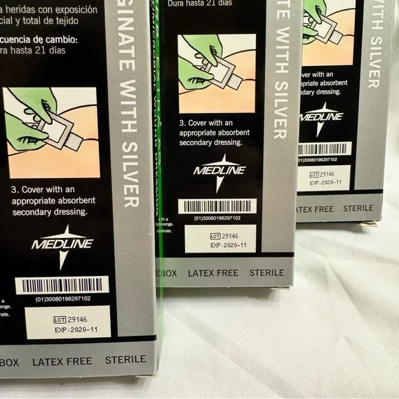 Maxorb Extra AG Plus Antimicrobial Silver Wound Dressing MedLine 3 Boxes 4X4 - Picture 6 of 12